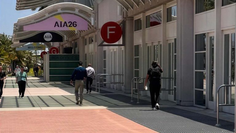 AIA26 convention entrance in San Diego, where Gridworx rainscreen systems were showcased